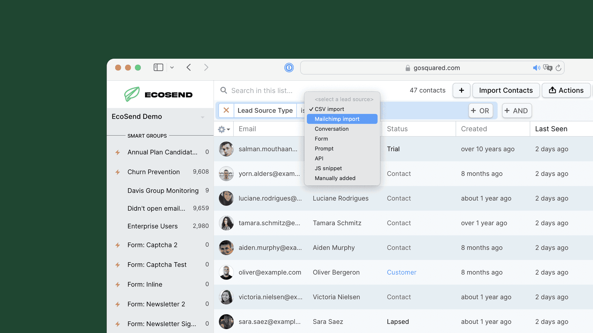 Search contacts imported from Mailchimp with ease!